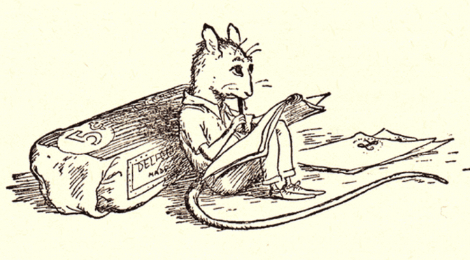 mouse with book