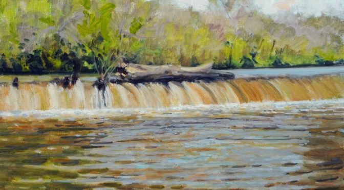 painting of Woolen Mills dam