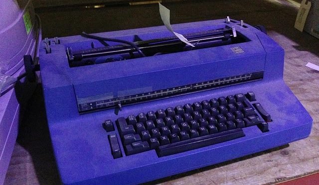 purple typewriter