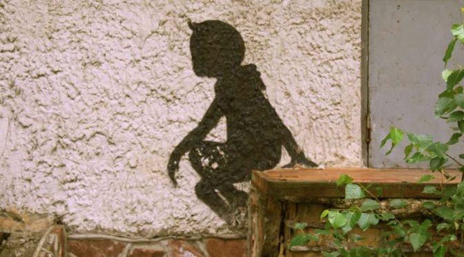 painted silhouette of child at Chernobyl