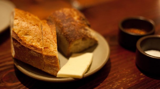 Plate with bread and butter