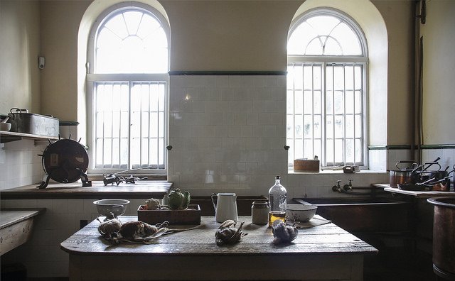 Large kitchen with 2 large windows