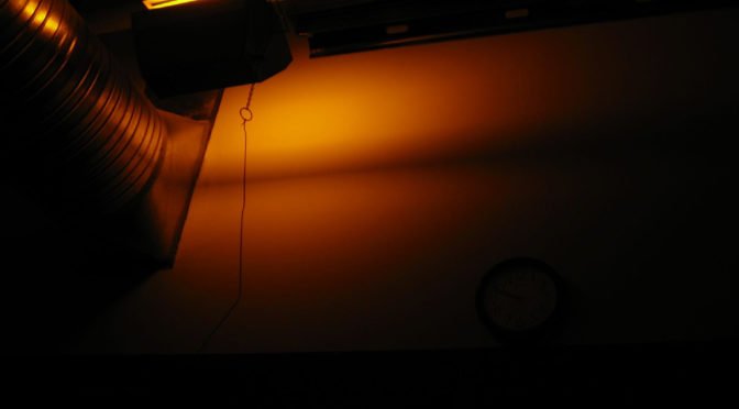 Inside of a darkroom with safe light