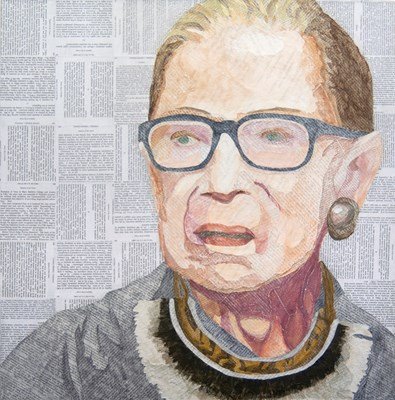 Painting/collage of RBG