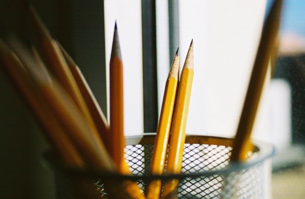 Sharpened pencils pointing up