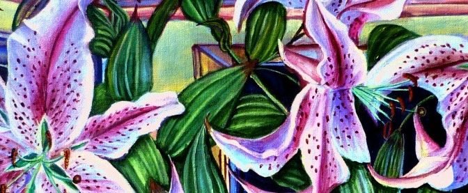 painting of star lilies