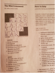 Filled in crossword puzzle