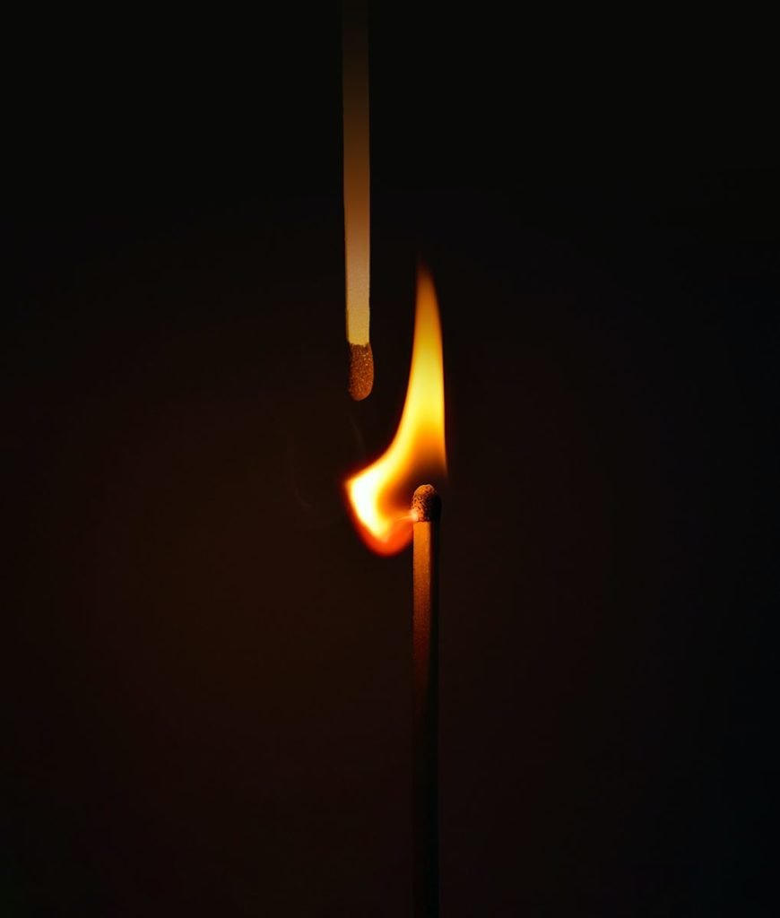 Photo of lit matches