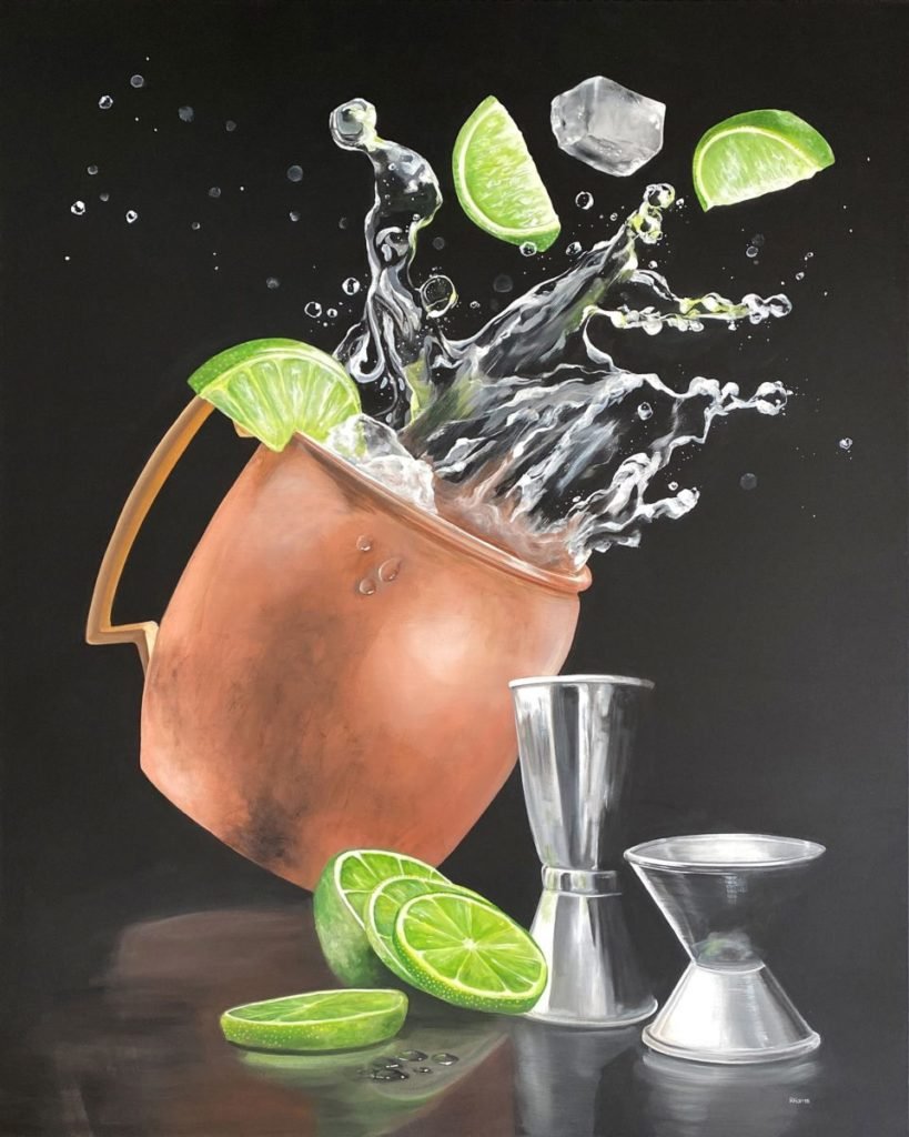 Painting of spilling Moscow Mule