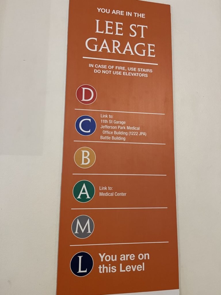 Photo of parking garage sign
