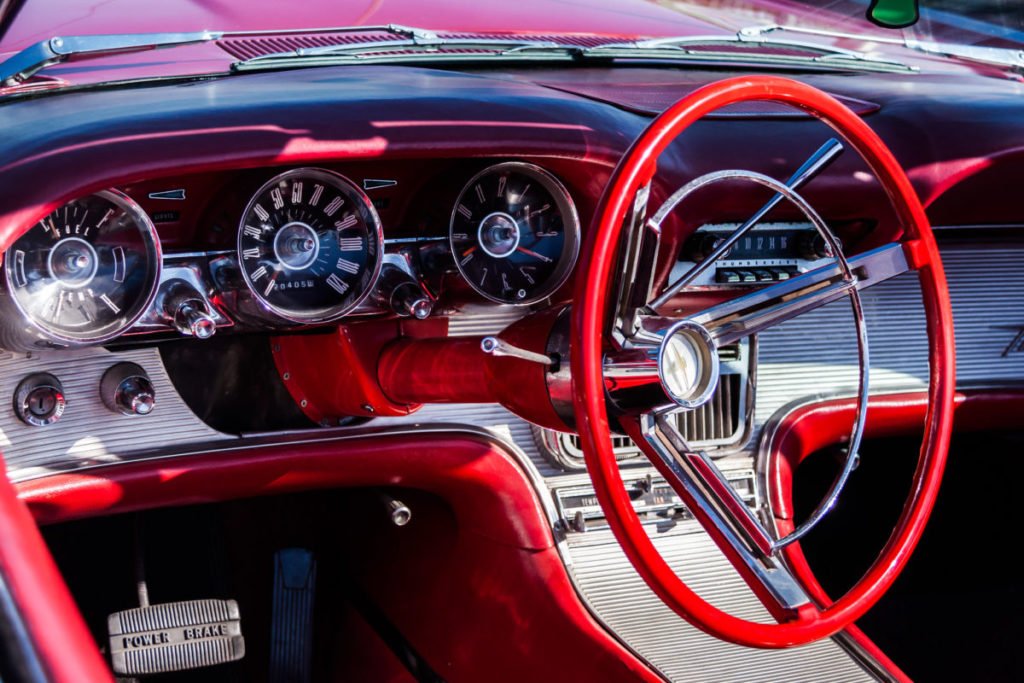 Photo of red interior/dash of a Thunderbird