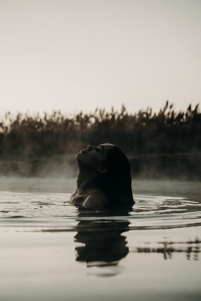 Photo of woman with head above water