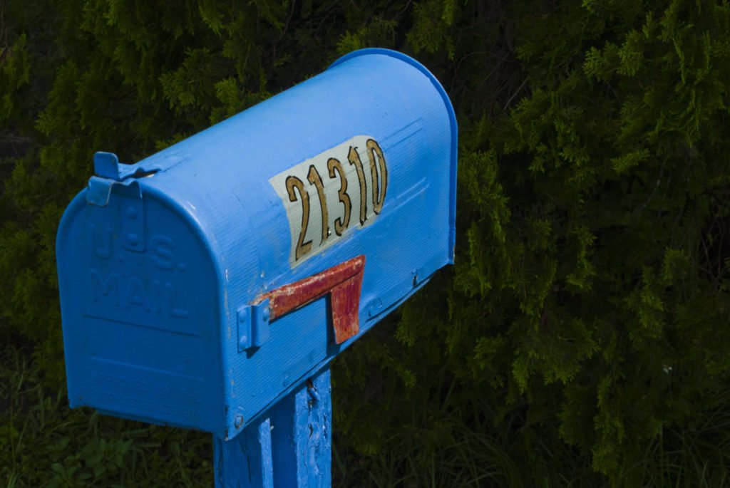 Photo of blue mailbox