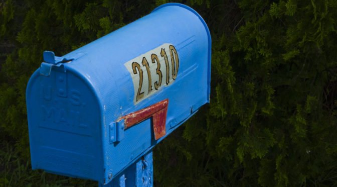Photo of blue mailbox