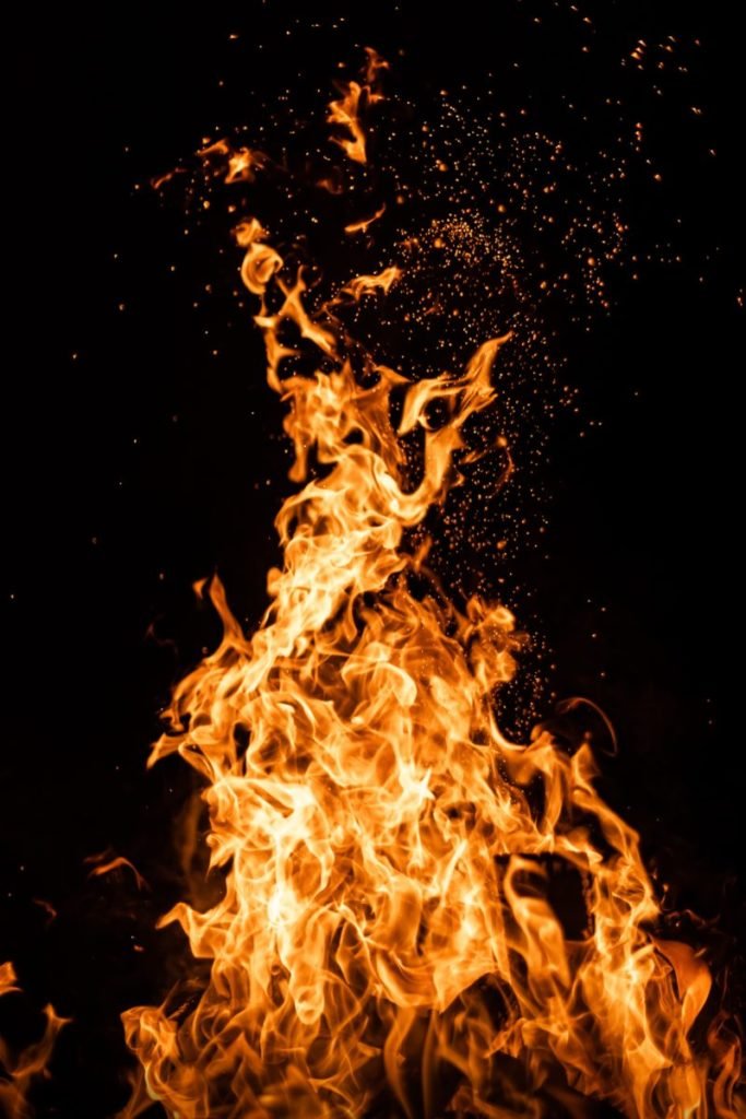 Photo of flames in the dark