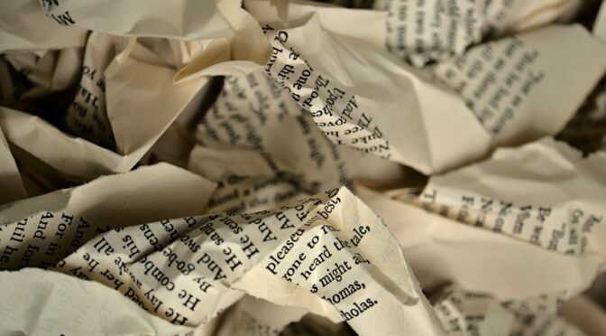 Photo of crumpled book pages