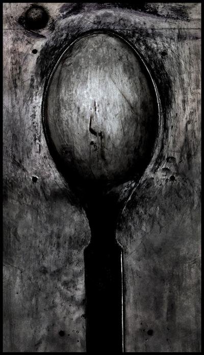 Stylized black and white photo of spoon