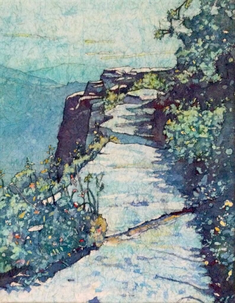 Painting of path along side of mountain