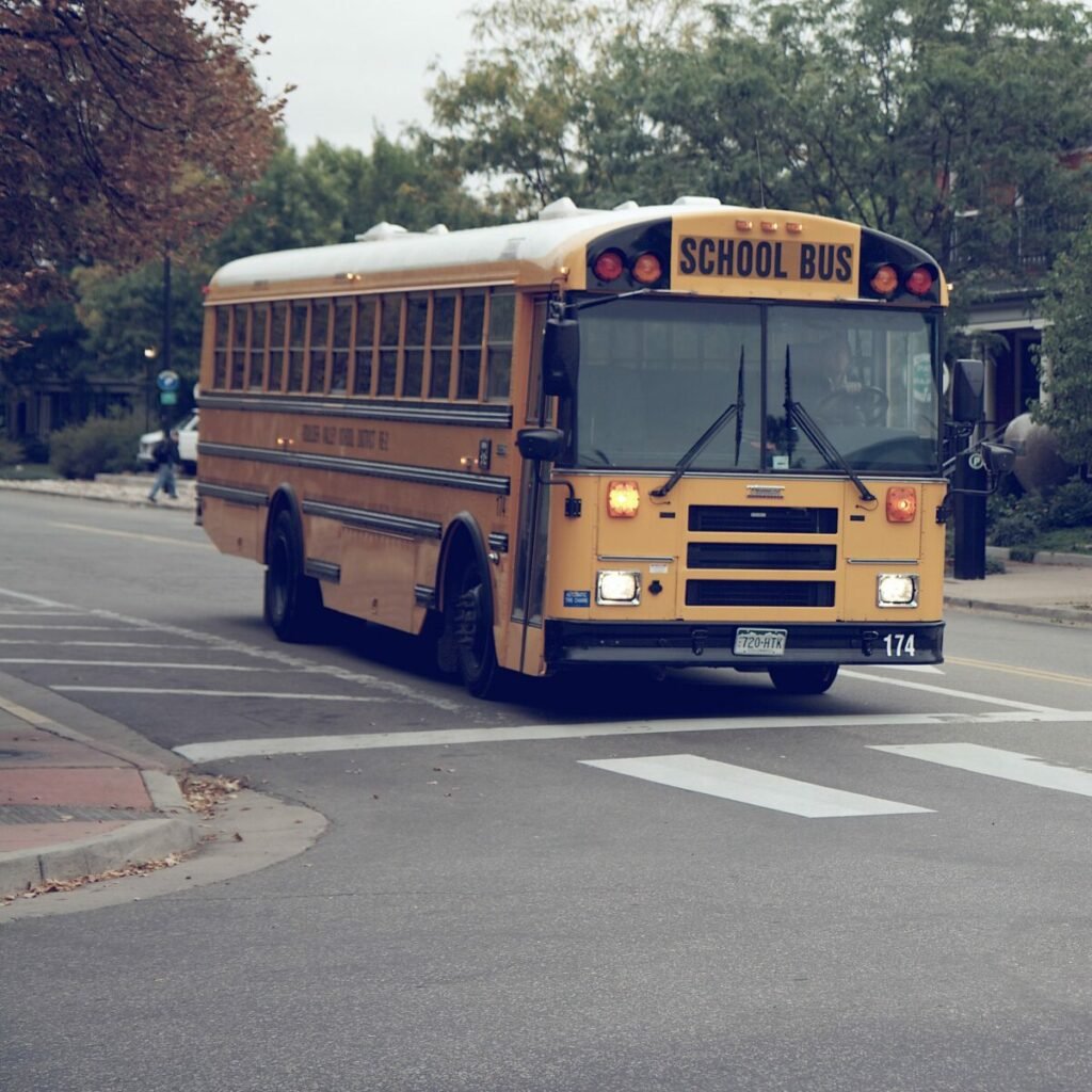 Photo of school bus from the front