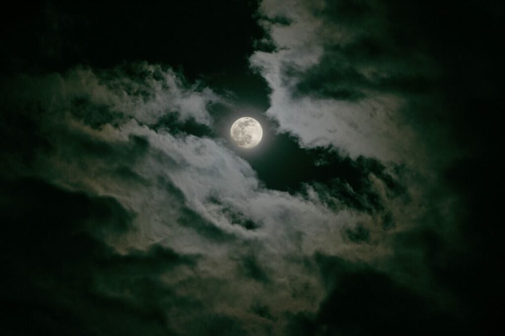 Photo of moon with clouds passing by