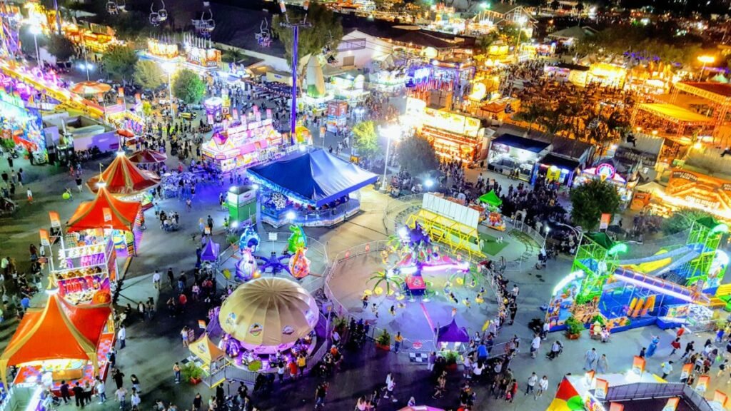 Aerial photo of a large fair