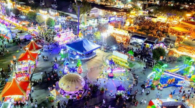 Aerial photo of a large fair