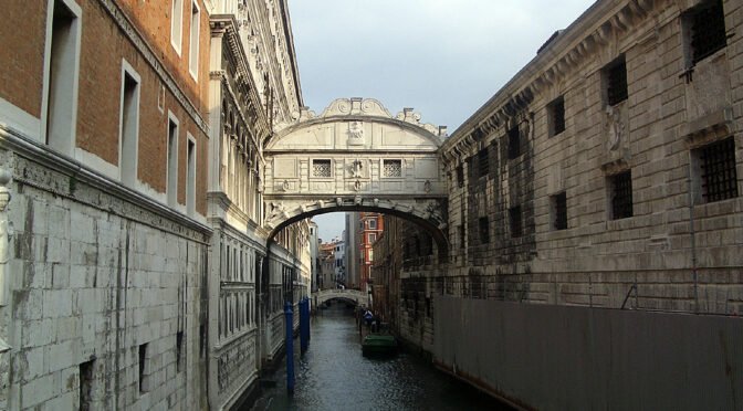Photo of the bridge of sighs from the water