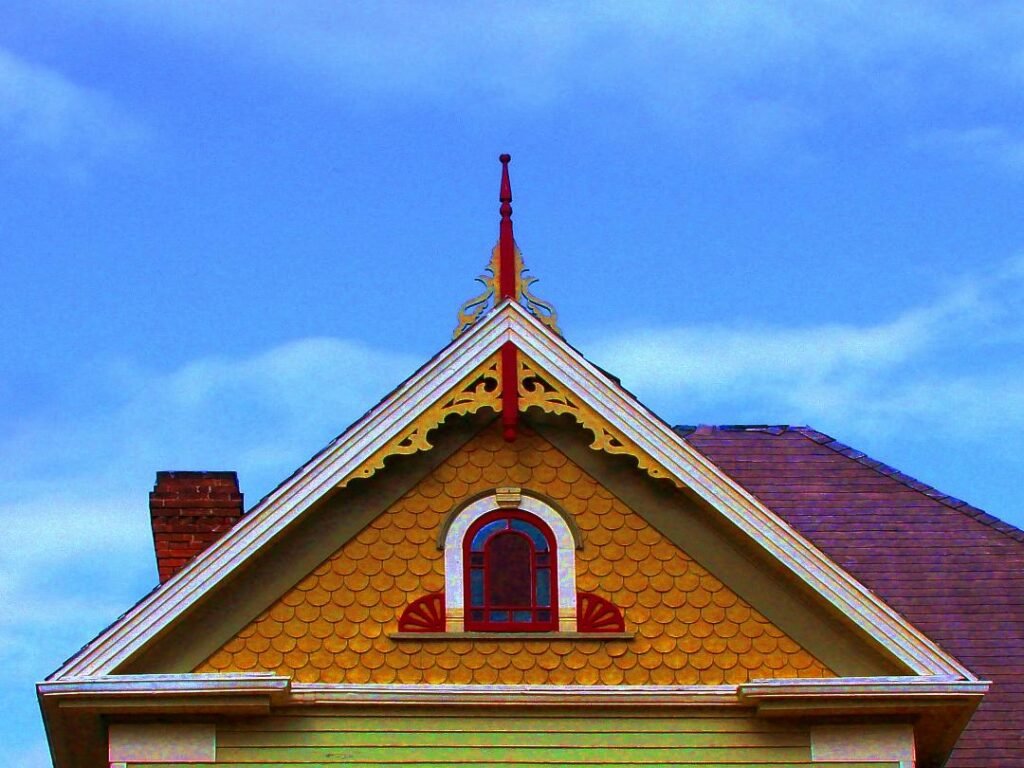 Photo of the outside of colorfully painted attic