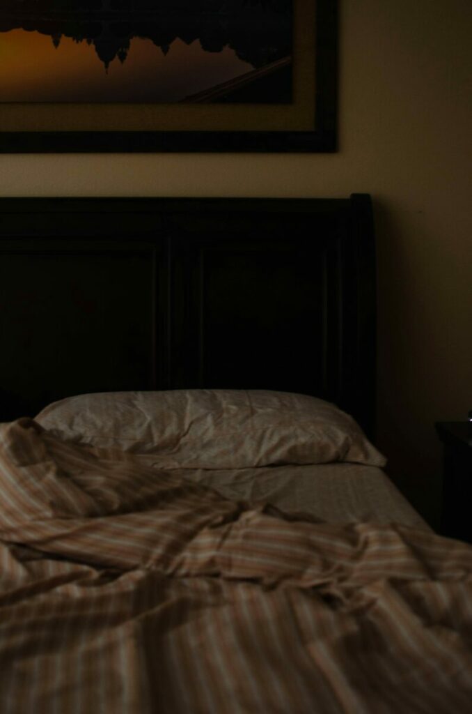 Photo of unmade bed