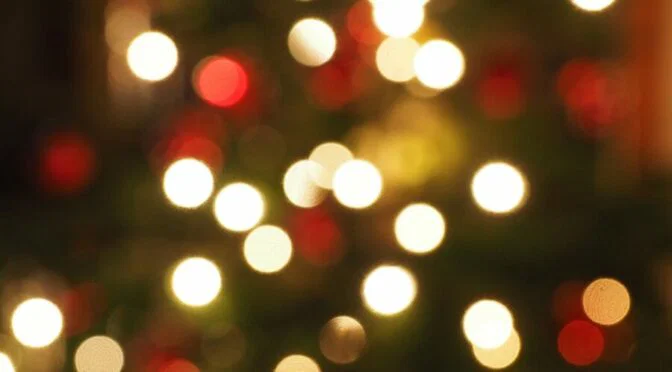 Blurry photo of lights on a Christmas tree