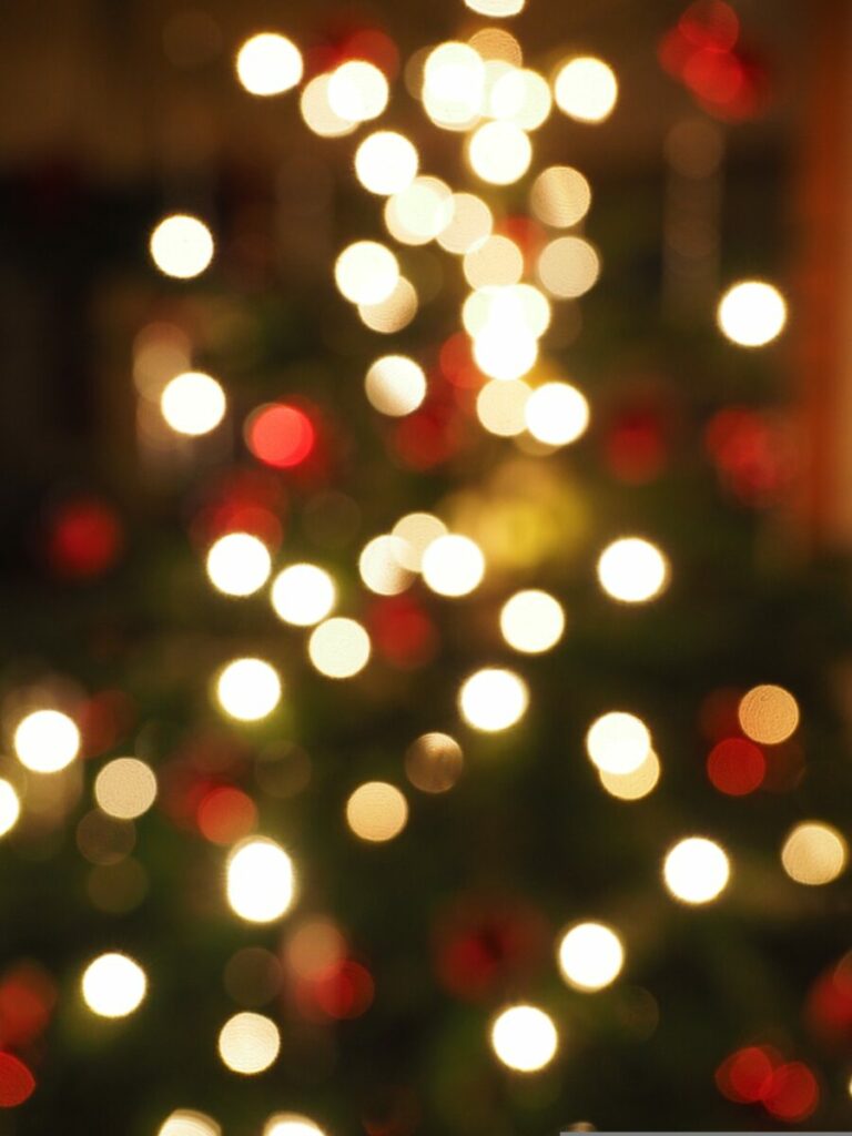 Blurry photo of lights on a Christmas tree