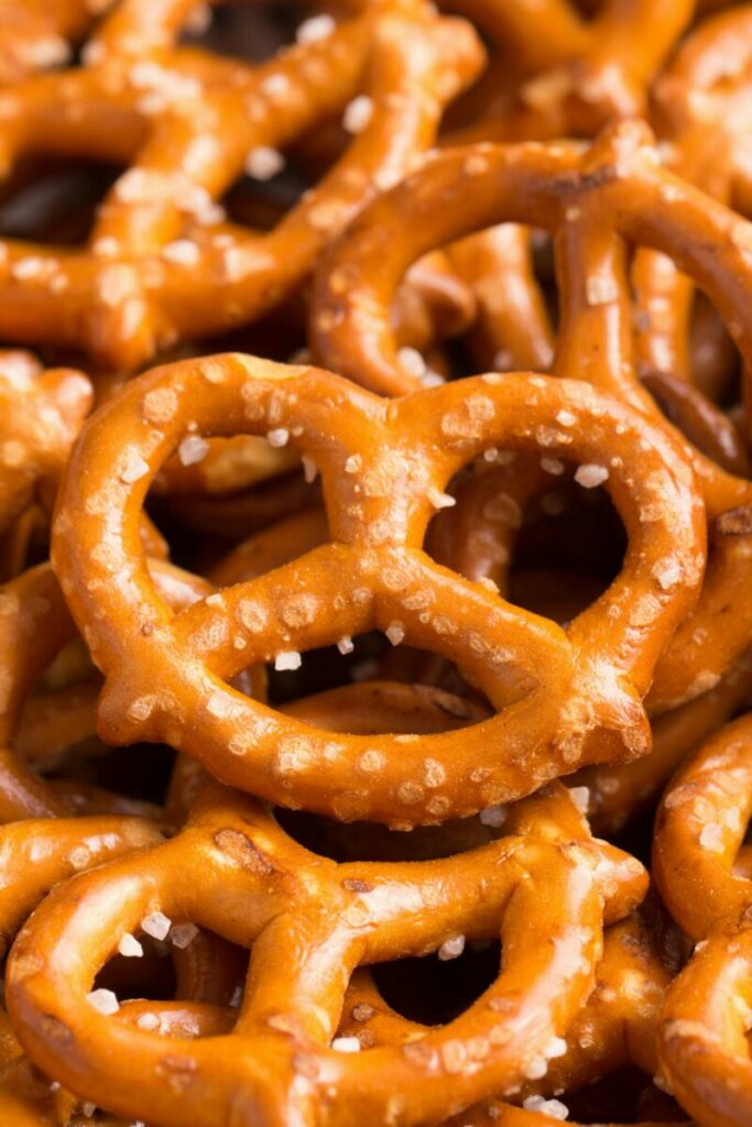 Close up photo of small hard pretzels