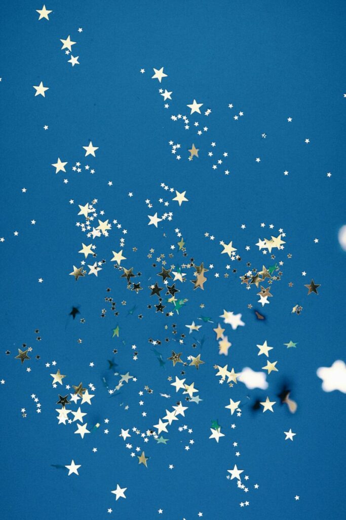 Photo of glitter against blue background